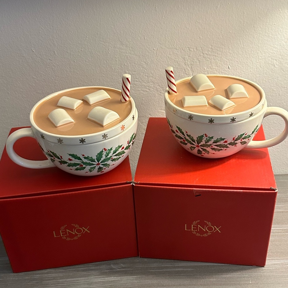 🆕 2 Lenox Holiday Cocoa Mug Candy Dish
